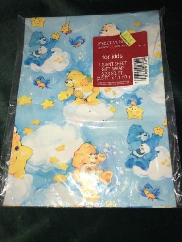 Care Bears Birthday Wrapping Paper NIP 1 GIANT Sheet 8.33 sq ft 1980's Vintage