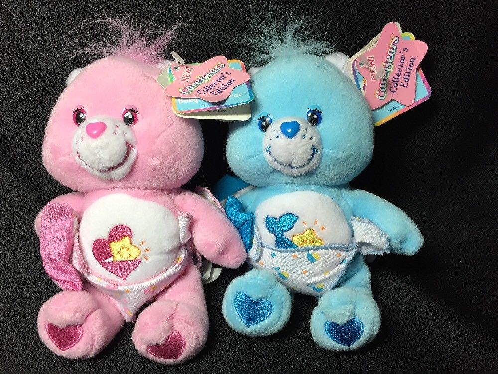 NWT New TCFC 2003 7” Tall Baby Hugs & Tugs Baby Care Bears Plush Dolls Lot Of 2