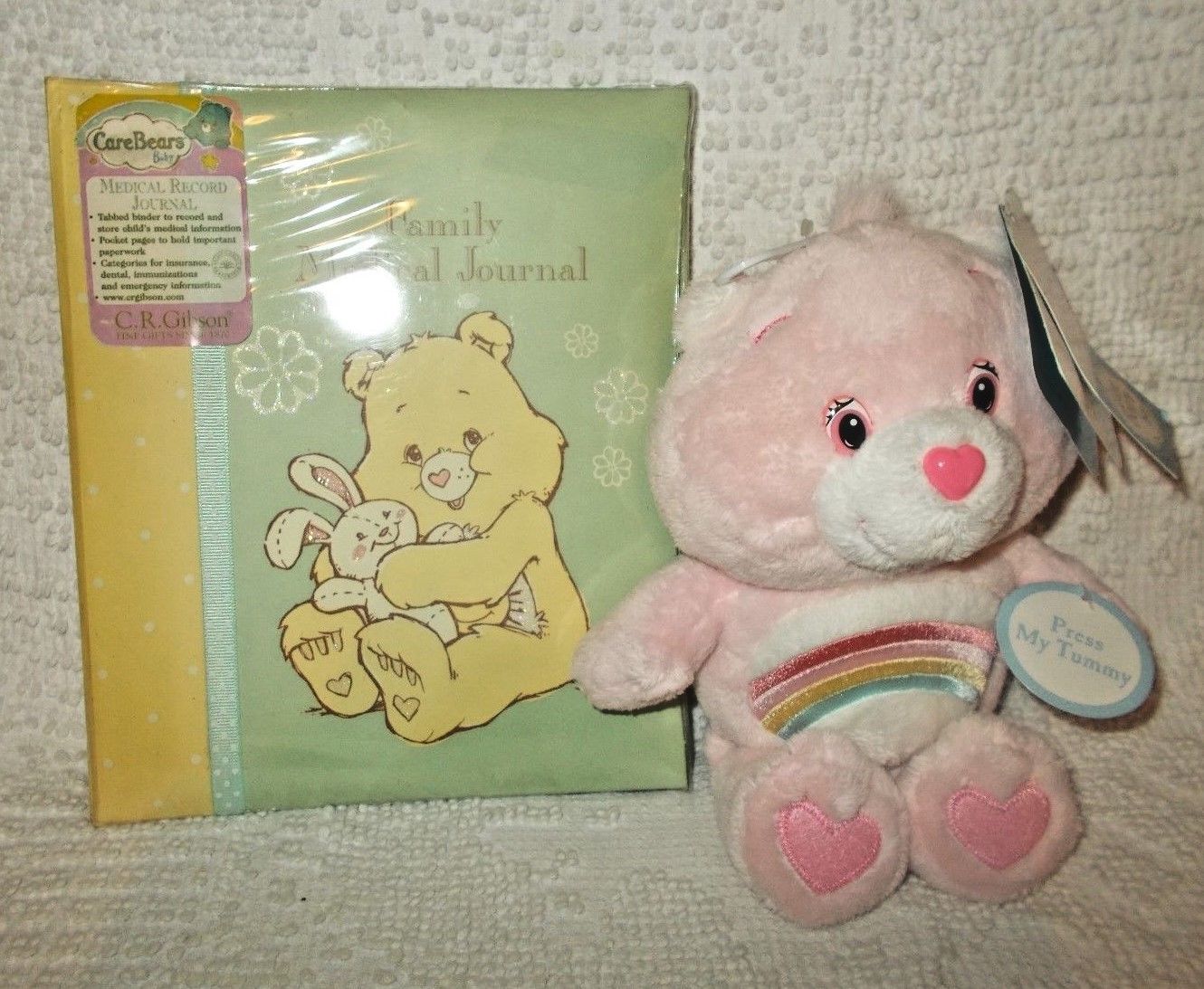 Care Bear Baby Talking Cheer Bear Stuffed Plush & Family Medical Journal Book 