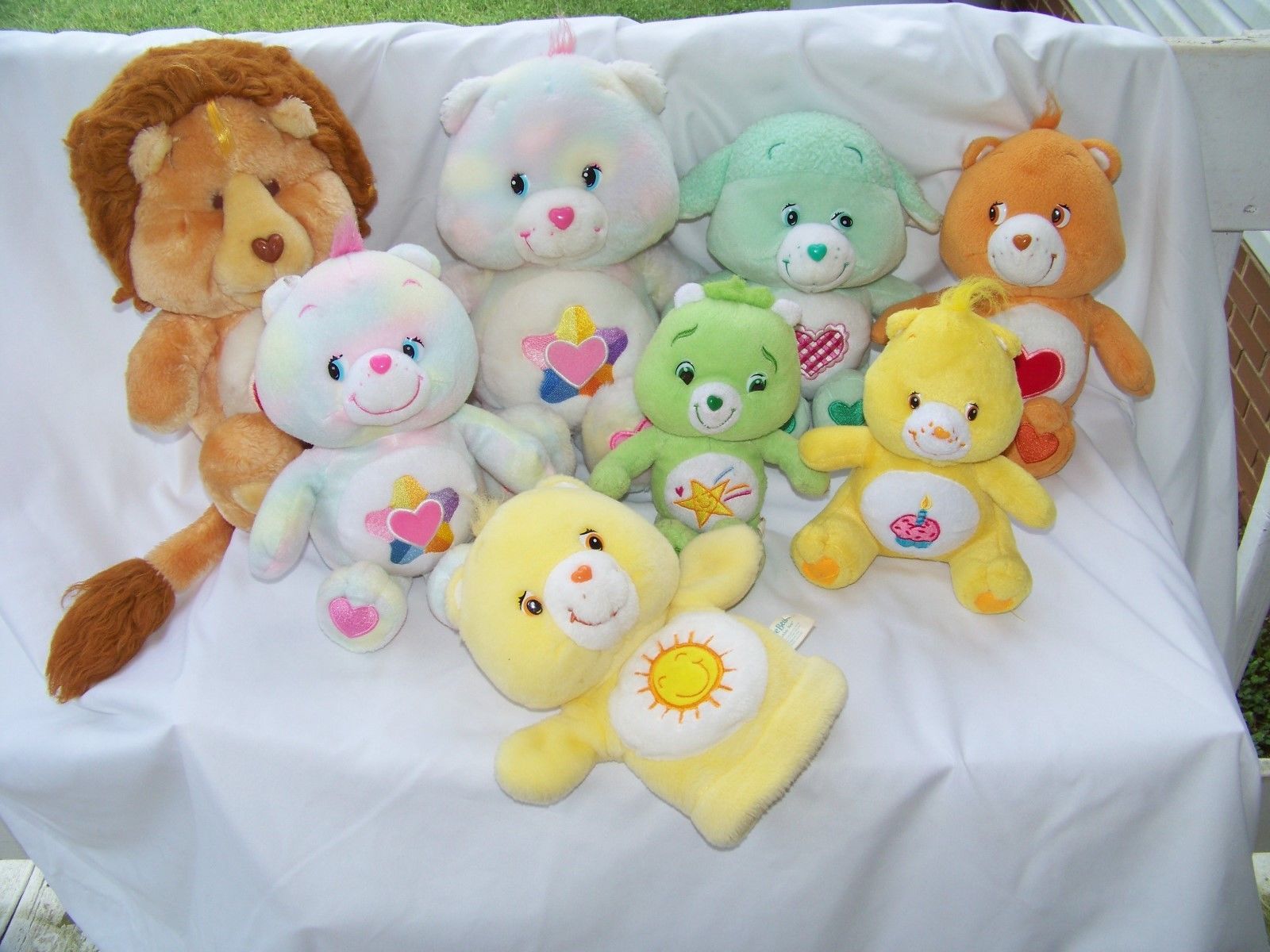 8 VINTAGE CARE BEARS plush: Lion, True Heart, Tender Heart, Birthday, Puppet +