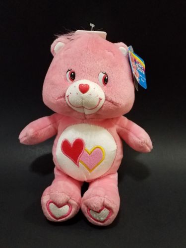 2004 Care Bears Love A Lot Lil' Glows Plush Pink Heart Bear W/Original Tag 10 IN