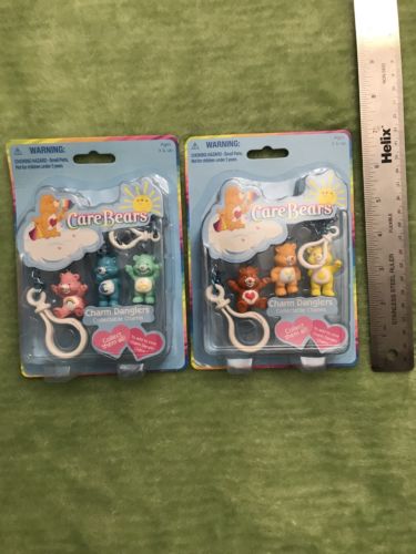 Lot of 6 Care Bear Charm Danglers Keychain Clips Figures New In Packaging 2004