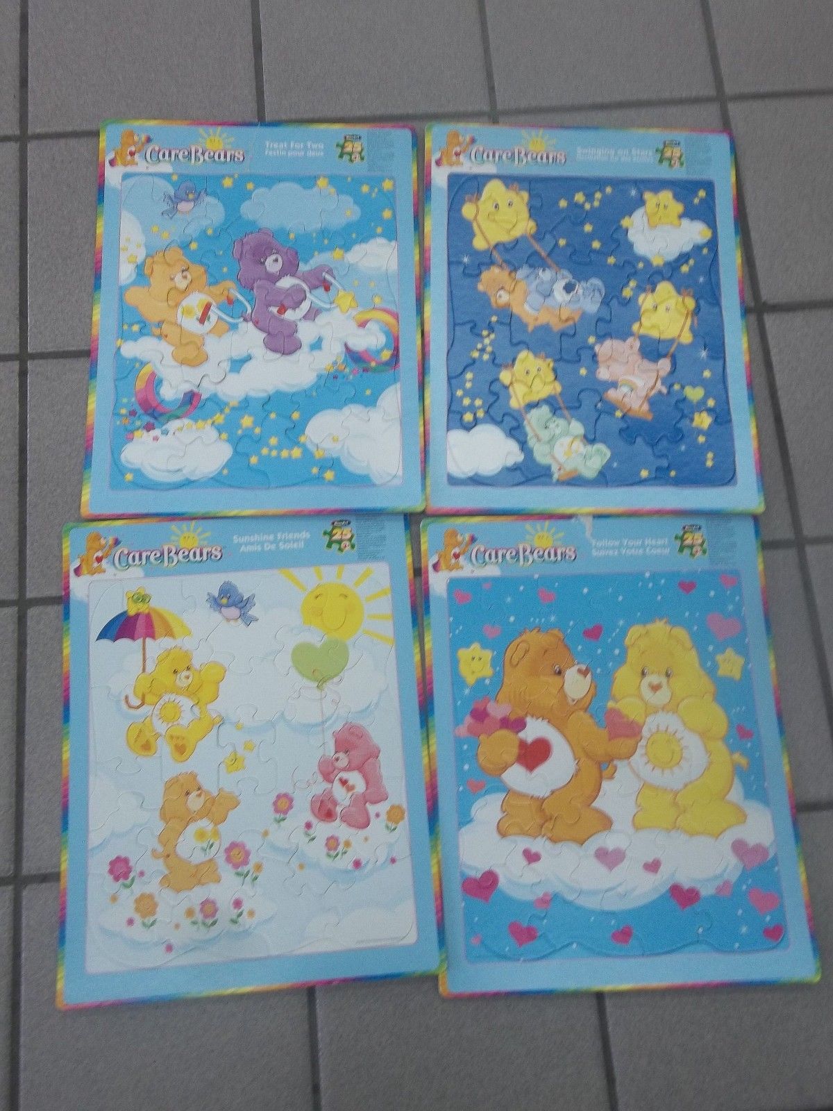 2003 Lot 4 Care Bears Inlaid Puzzles RoseArt Cheer Love-A-Lot Sunshine Bears +++