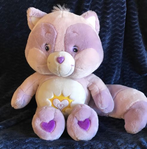 JUMBO Care Bears Cousin Bright Heart Raccoon Purple Plush 23" 2004 MINT!