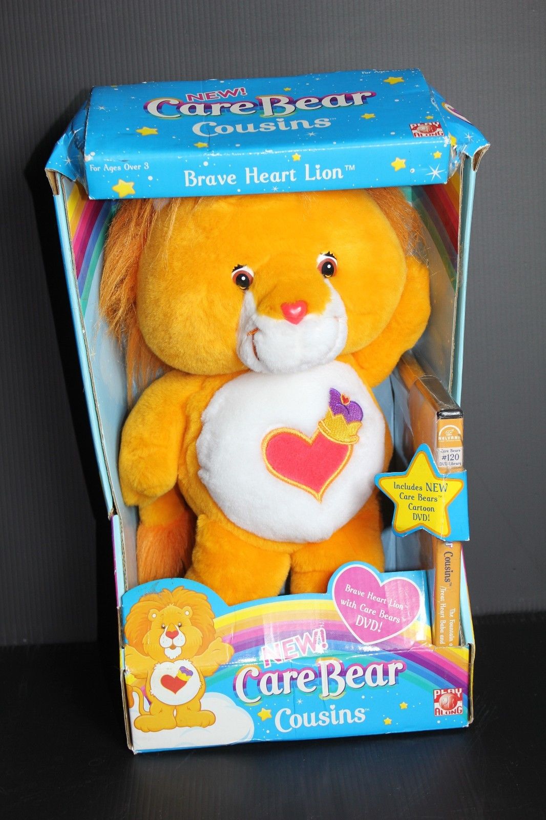 Care Bear Cousins - 12" Brave Heart Lion Plush & #120 DVD Cartoon Movie - NEW