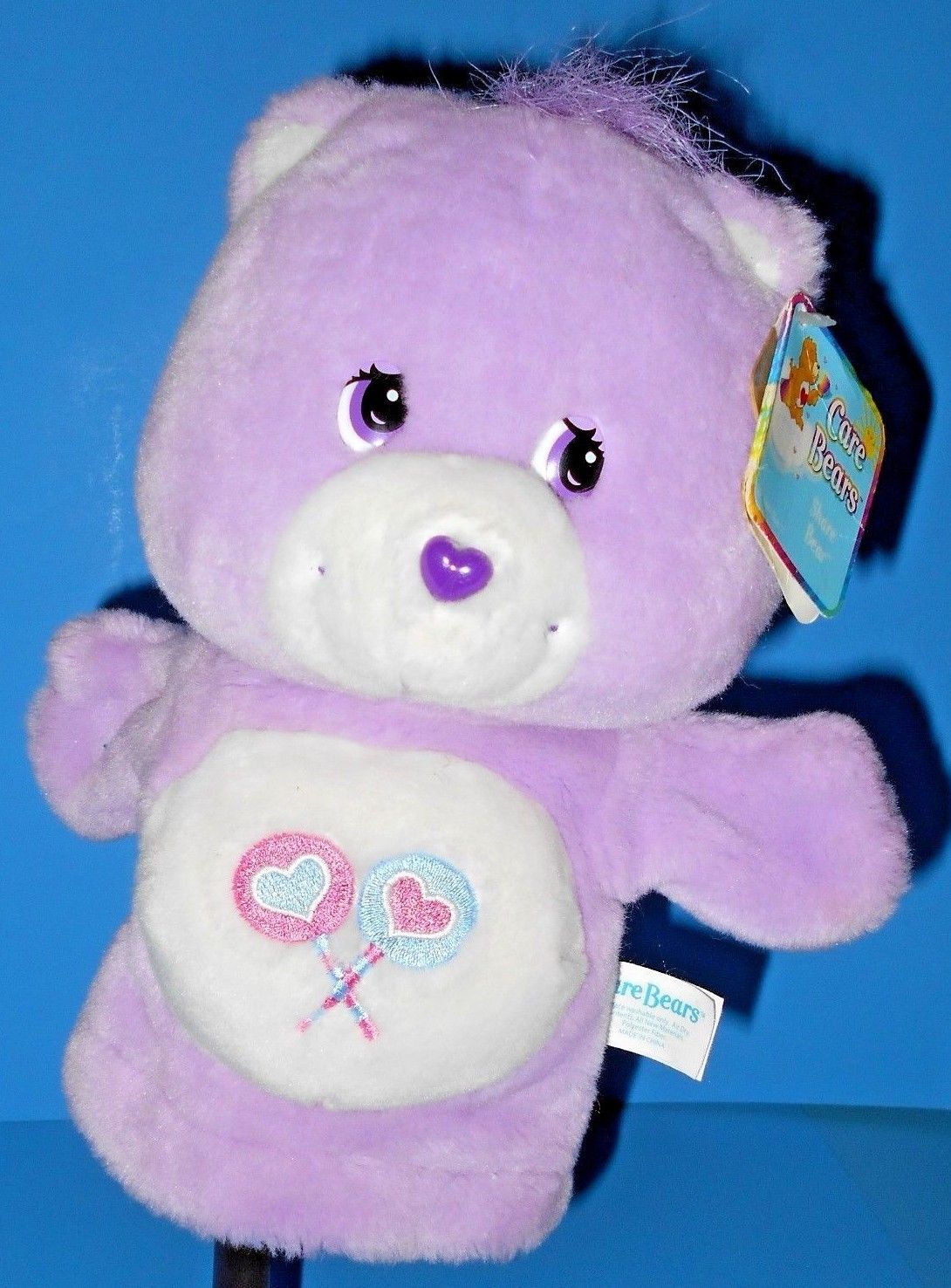 Care Bear Plush Purple Share Bear Hand Puppet Stuffed Play Along Toys MWMTs 9