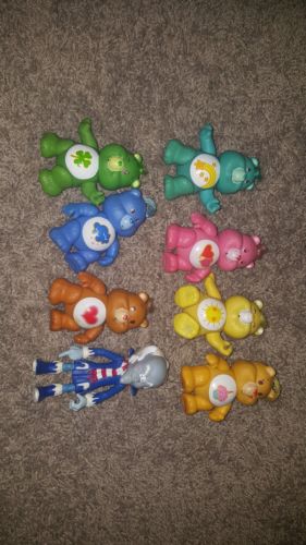 8 Vintage 1983 Care Bears Poseable Figure and RARE Professor Cold Heart 