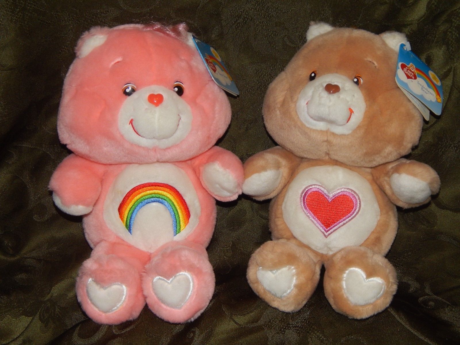 2 - 20TH ANNIVERSARY 13 INCH CARE BEARS - CHEER + TENDERHEART - PREOWNED W TAGS