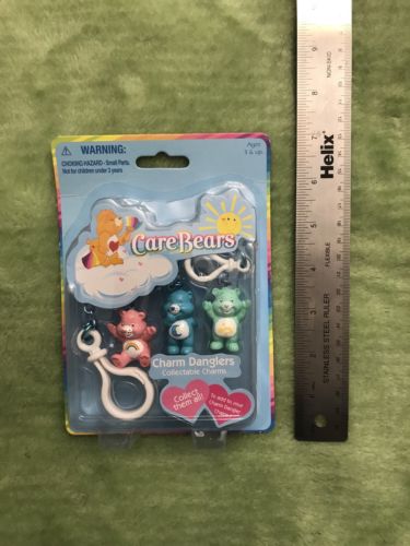 Lot of 3 Care Bear Charm Danglers Keychain Clips Figures New In Packaging 2004