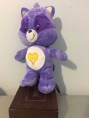 Care Bear Cousin Bright Heart Raccoon Plush Stuffed Animal Purple Light Bulb