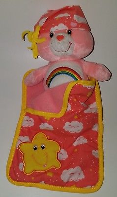 Slumber Party Cheer Care Bear Plush Sleeping Bag Stuffed Animal Toy Rainbow Pink