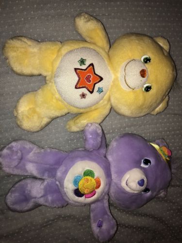 Care Bears Stuffed Animals- Lot2- 2006-2007- Used Purple Yellow- Toys-dolls-bear