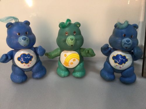1981 Care Bears Figures Wish Bear, And Two Grumpy Bears,LOT-T26
