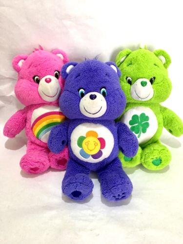 Care Bears Plush Lot Of 3 Plushies 14” 2014 Cheer, Harmony, And Good Luck. VGUC