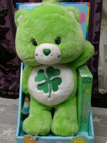 Vintage GREEN LUCKY CAREBEAR  With VHS Tape 13