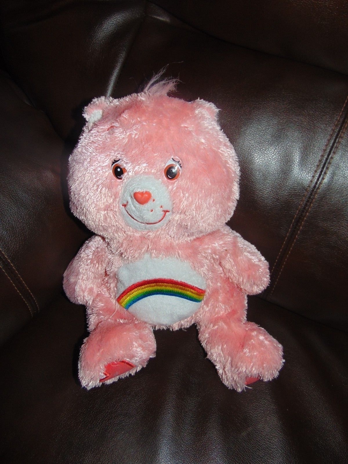 Care Bear Cheer Bear Floppy Fluffy Pink Rainbow Plush 13