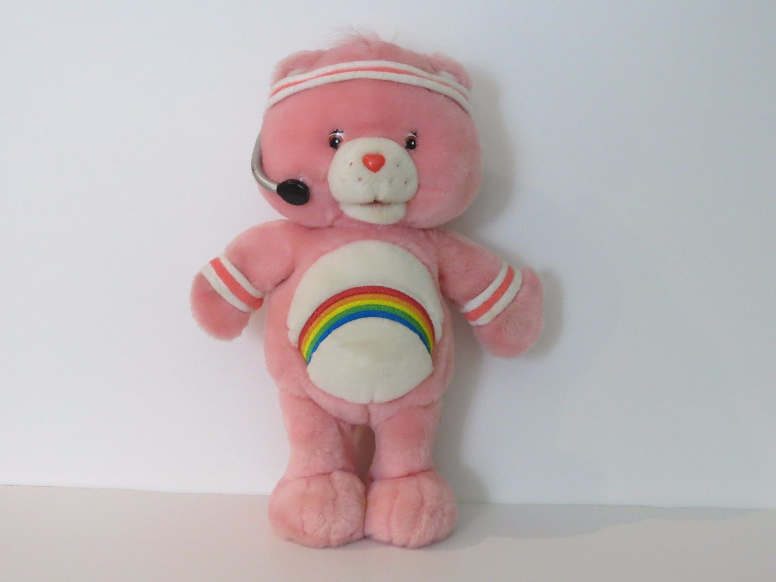 2004 Care Bear Cheer Bear Workout Pink Rainbow Plush 15