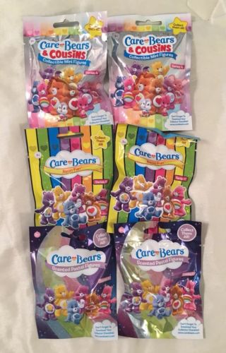 LOT OF 6 CARE BEARS COLLECTIBLE FIGURES BLIND BAGS SERIES 4, 5, 6 NEW + 2 Bears