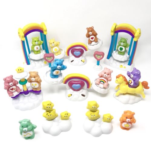 ?? HUGE LOT 21 Pcs Care Bears Care A Lot Playground Swing See Saw Horse Clouds