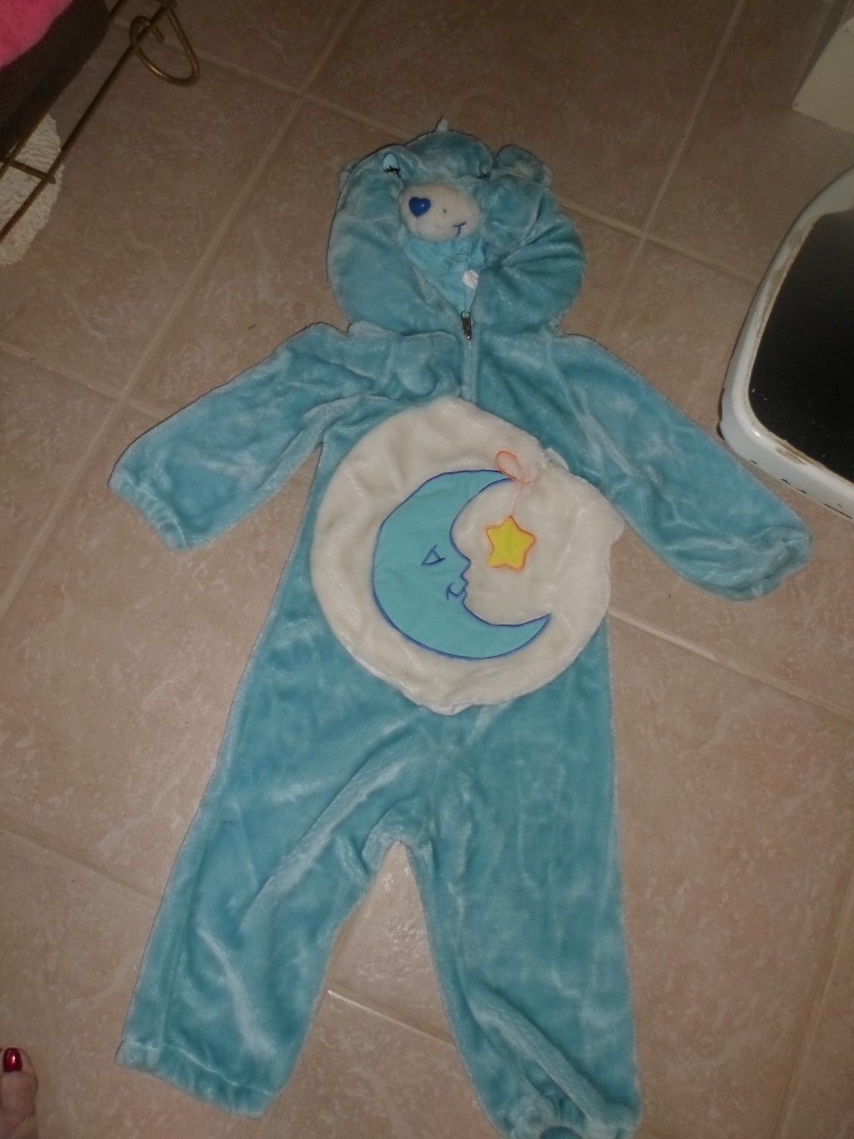 Care Bear Costume Blue plush BEDTIME BEAR  Toddler 2-4T jumpsuit w face hood
