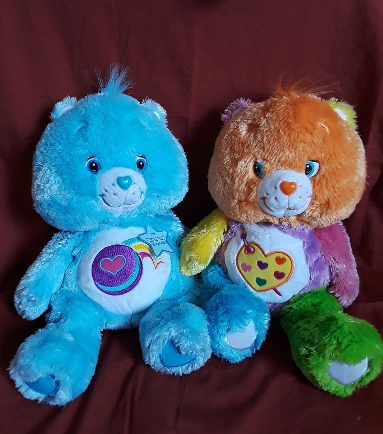Care Bears Scented Fluffy & Floppy Plush Work of Heart Bear and Play-a-lot Bear