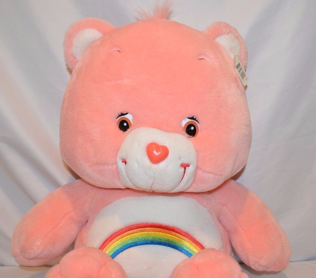 Care Bears Cheer Bear Pink Plush Stuffed Animal 2002 Play Along Toy 26in Large