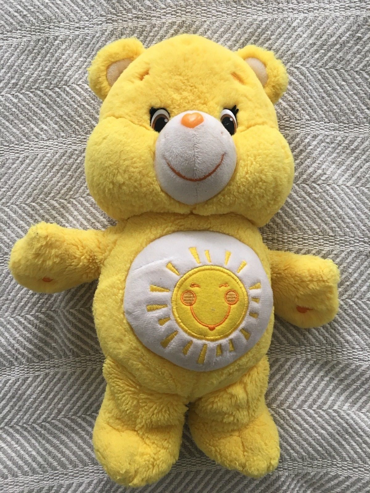 Yellow Funshine Bear Care Bear Plush Stuffed Animal Embroidered Sunshine Tummy