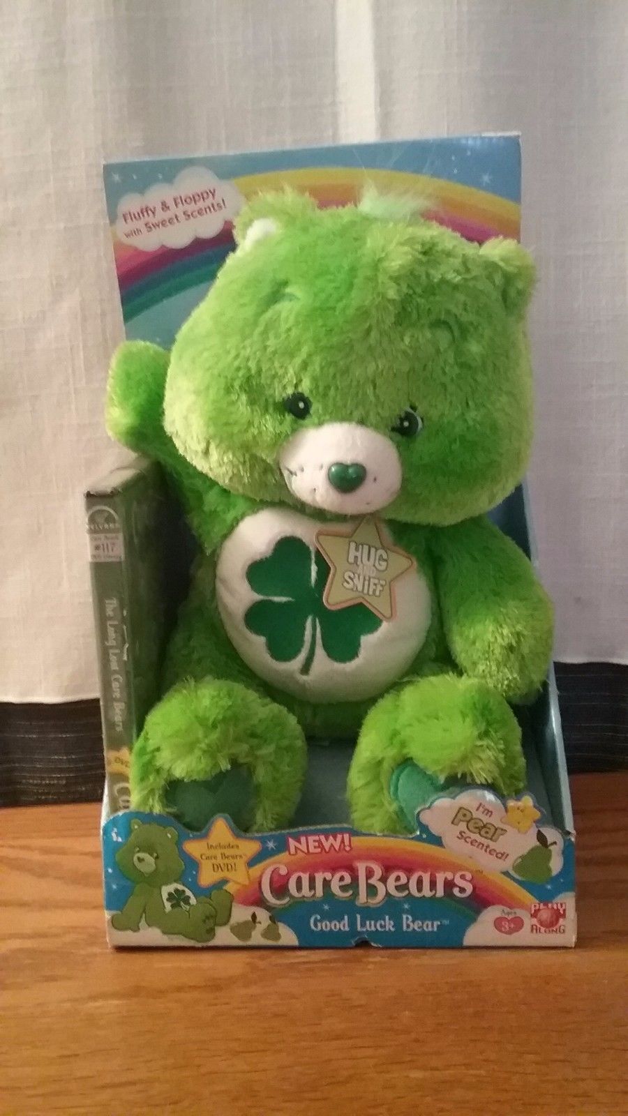 care bear good luck fluffy floppy in box rare plush green 