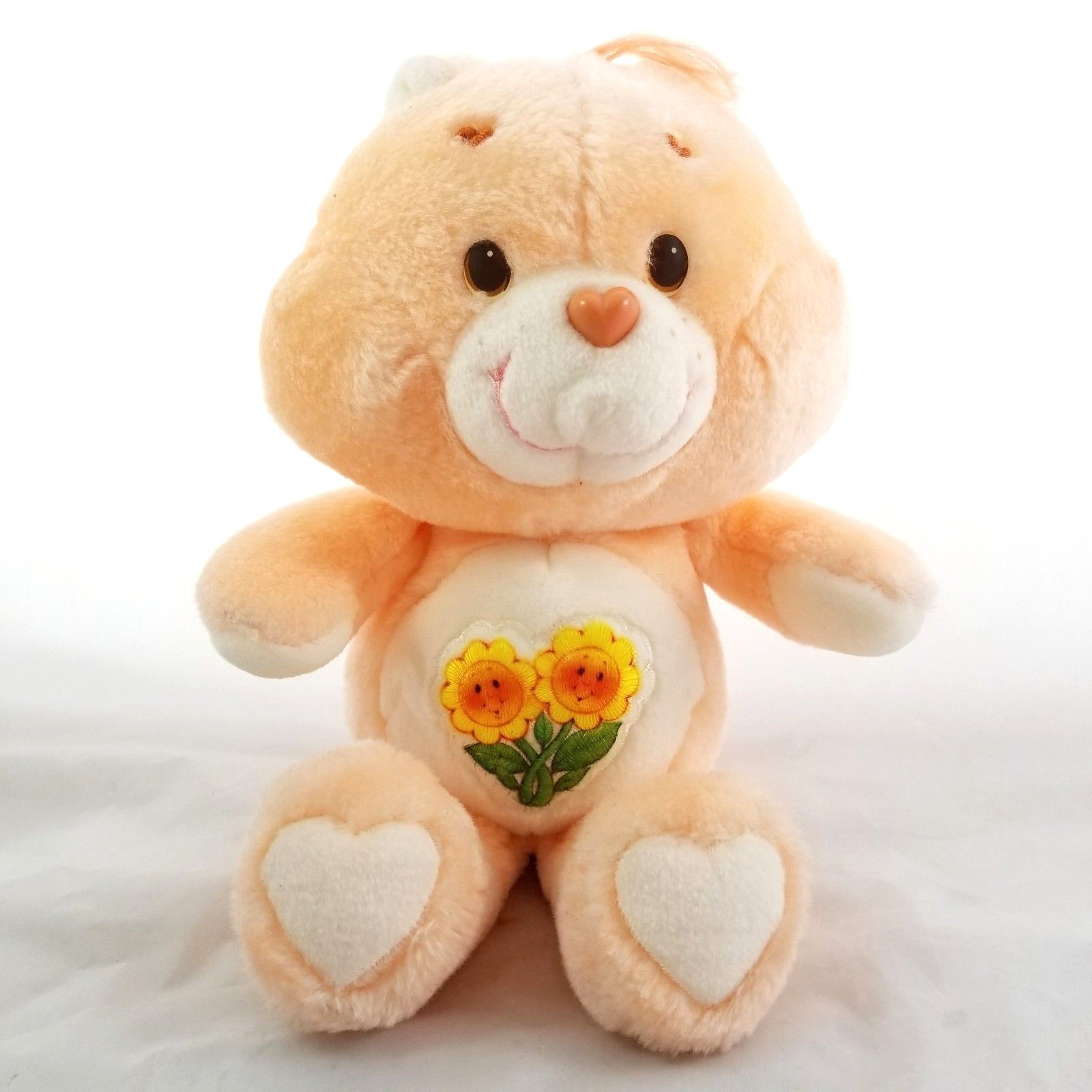 VTG 1980s Collectible Care Bears Peach Flowers Friend Bear Plush Stuffed Animal