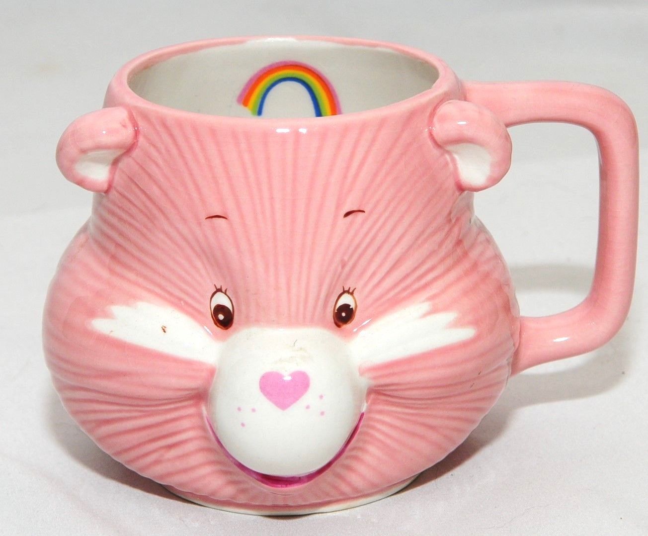 Vintage Care Bears Mug Cheer Bear American Greetings 1984 Pink Coffee Cup 1980's