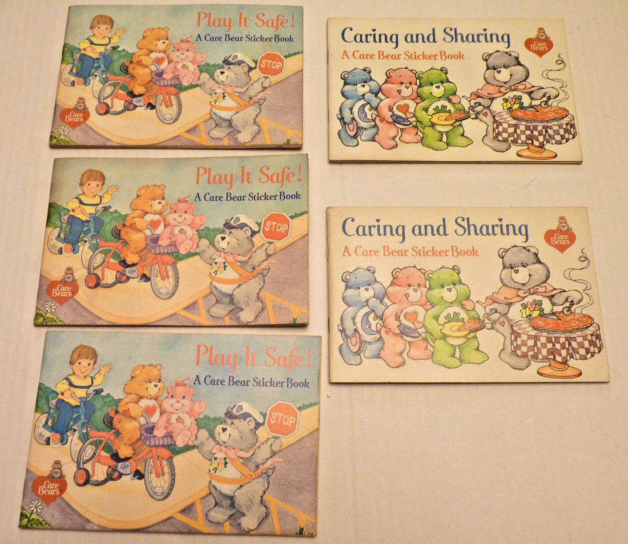 Vintage 1980's Care Bear Sticker Coloring Books, Lot of 5 - 4 Brand New