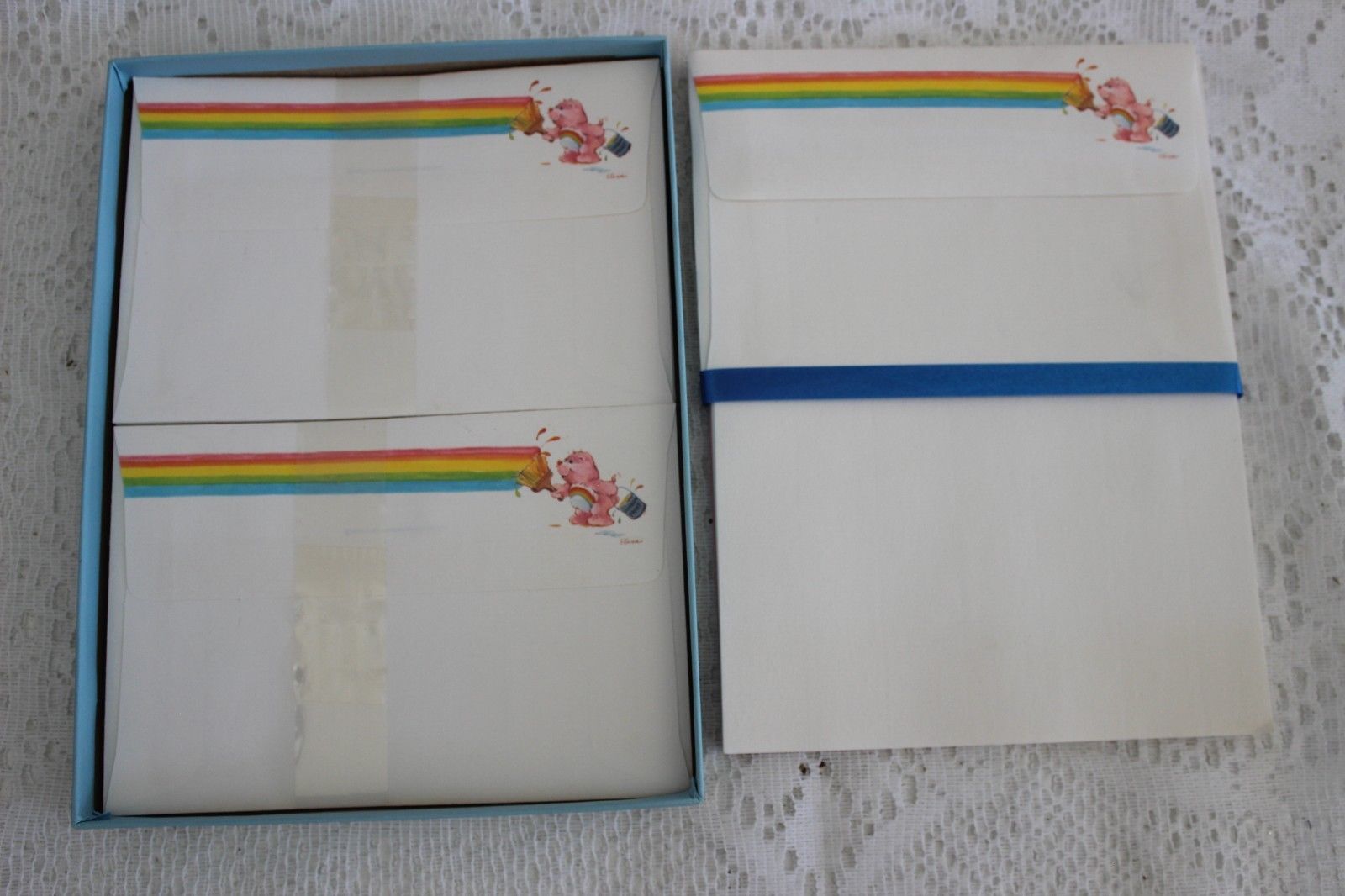 VINTAGE AMERICAN GREETINGS FORGET ME NOT CARE BEAR STATIONERY SET COMPLETE