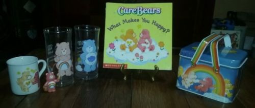 Vintage Care Bears Lot - Limited Edition Collector's Glass, Cup, Book & Figurine