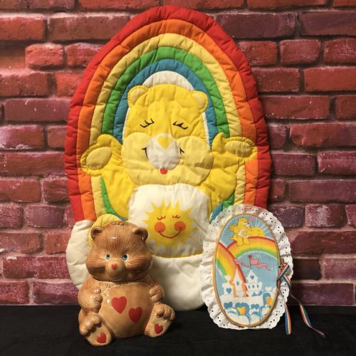Vintage Care Bears: Cookie Jar - Tenderheart; Blanket & Wall Decor - Funshine
