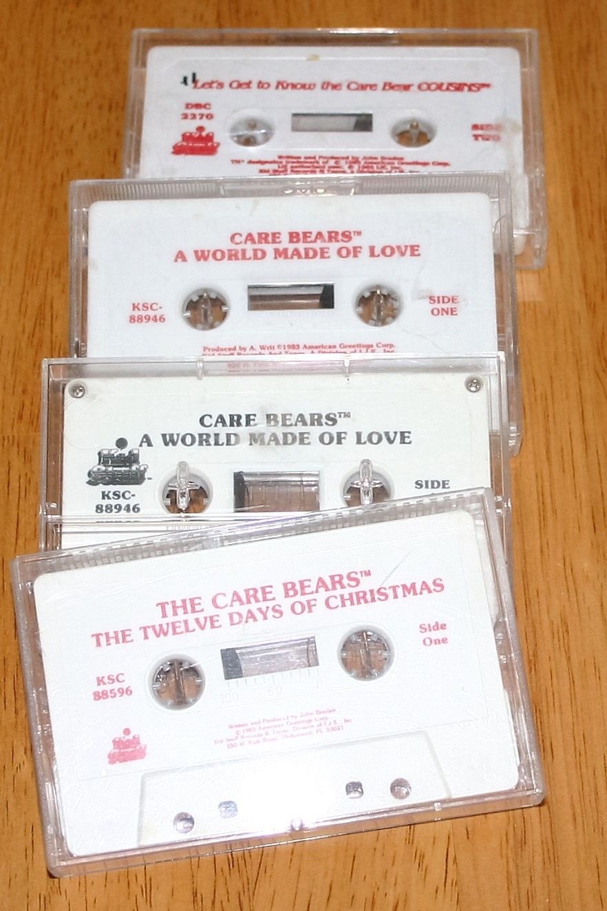 The CARE BEARS & COUSINS - SET OF FOUR (4) MUSIC CASSETTE TAPES GUC