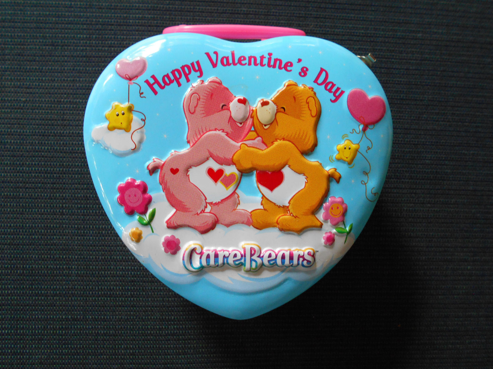 Care Bears 4" Mini Heart Tin Box Hinged With Handle And Lock