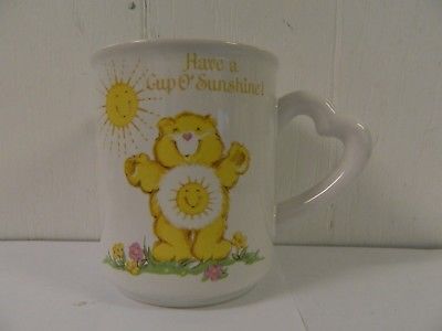 1983 Care Bears Funshine Bear Have a Cup O Sunshine Mug with Heart Handle 