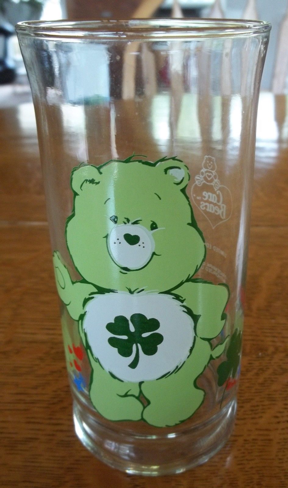 VINTAGE 1983 PIZZA HUT GREEN GOOD LUCK CARE BEAR GLASS TUMBLER COLLECTORS SERIES