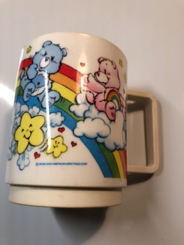 CARE BEARS Vintage 1980s DEKA Plastic Kid Cup Mug 8 oz Rainbow Retro Star Cloud