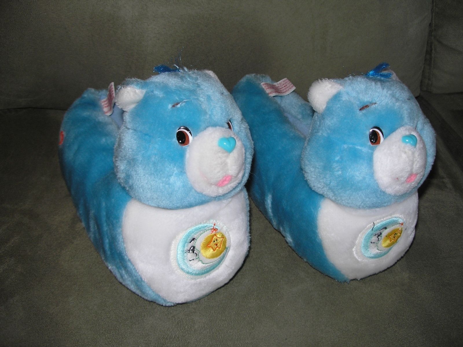 Vintage 1984 Blue Care Bears Children's Slippers Size 13-1 American Greetings 