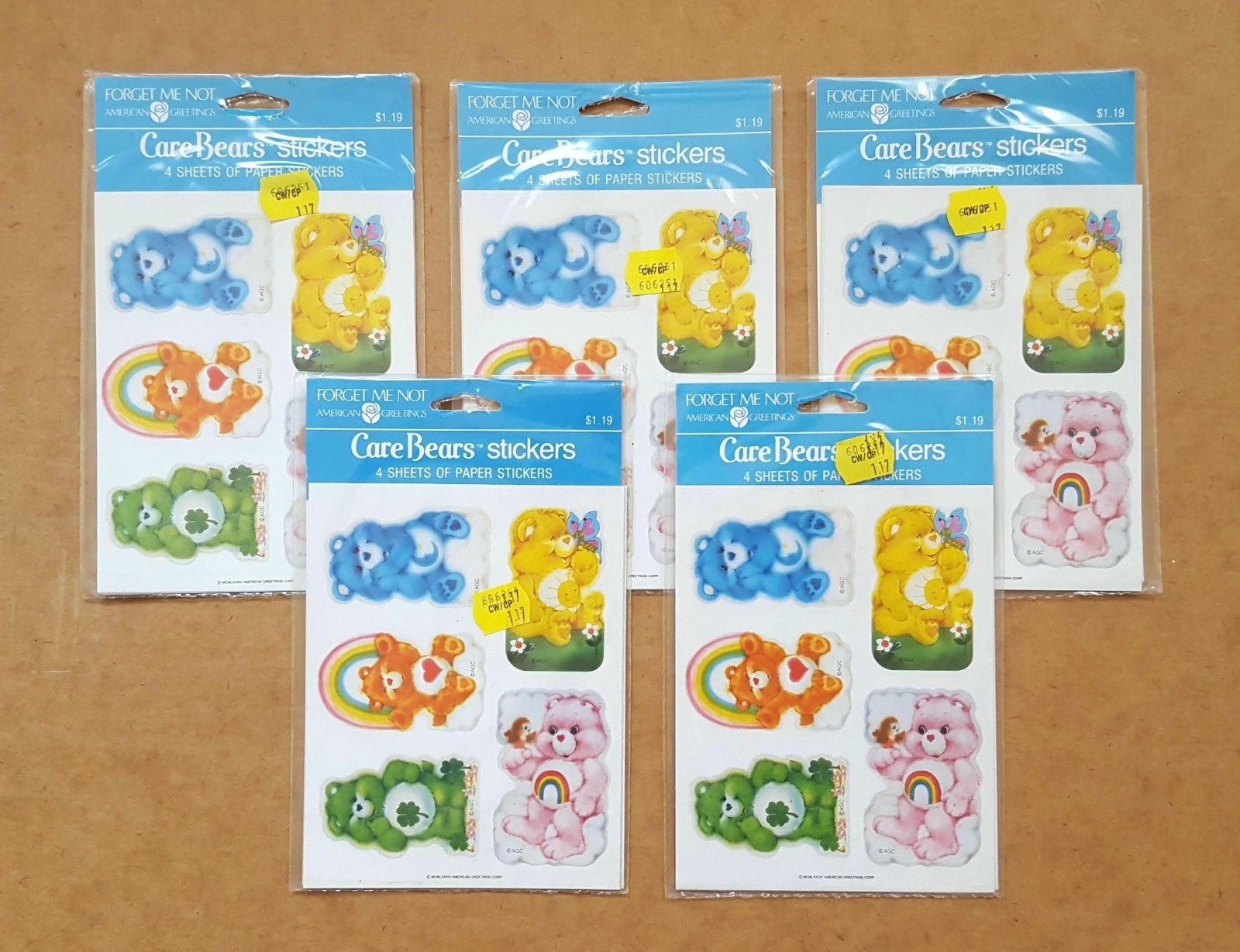 100 Vintage Care Bears Stickers American Greetings Corps 1984 MIP