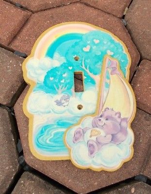 Care Bears Bear Cousins Vintage BRIGHT HEART RACCOON Wood Light Switch Cover