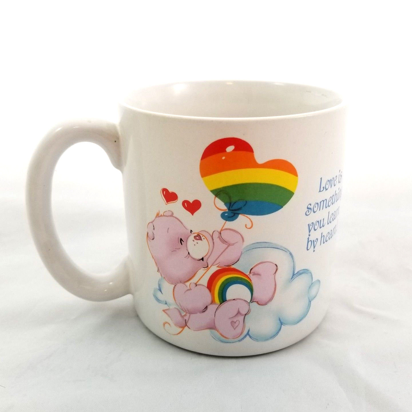 Vintage 1984 American Greetings Care Bears Cheer Love a Lot Rainbow Coffee Mug