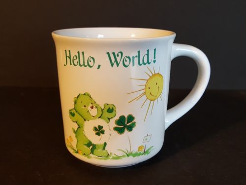 Vtg 1983 Care Bears Ceramic Mug Hello World  Shamrocks American Greetings