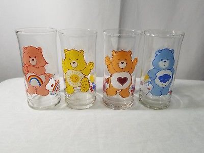 Care Bears Limited Edition Pizza Hut Drinking Glasses Set Of 4 1983