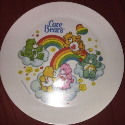 Vintage 1983 Care Bears Plastic Deka Melamine Childs Plate 8 inch Rainbows
