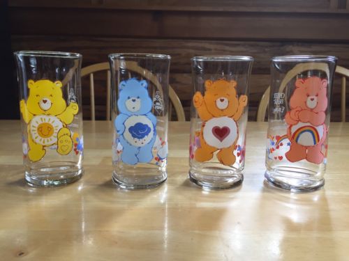Care Bears Limited Edition Pizza Hut Drinking Glasses Set Of 4-1983