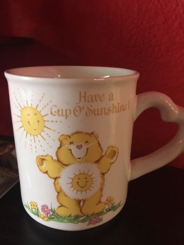1983 vintage care Bears Funshine Bear Have a Cup O Sunshine Mug w heart Handle