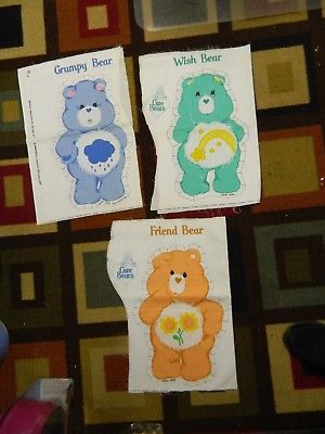 Springs Industries CARE BEAR Pillow Cut Outs Grumpy, Wish & Friend Bear NEW