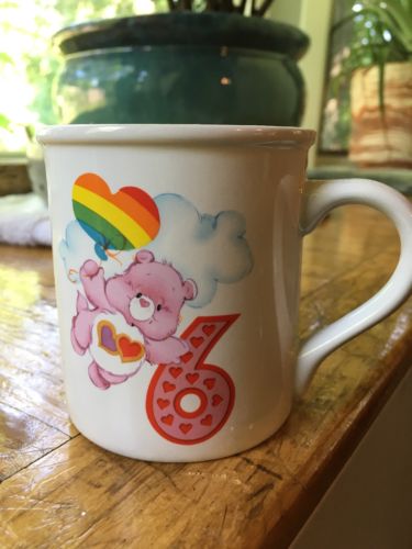 Vintage 1985 American Greetings Care Bears Stoneware Birthday Cup Mug Age 6